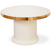 MASUTA ALB & AURIU DE CAFEA ROTUNDA CU RIFLAJE, 70x70x50cm